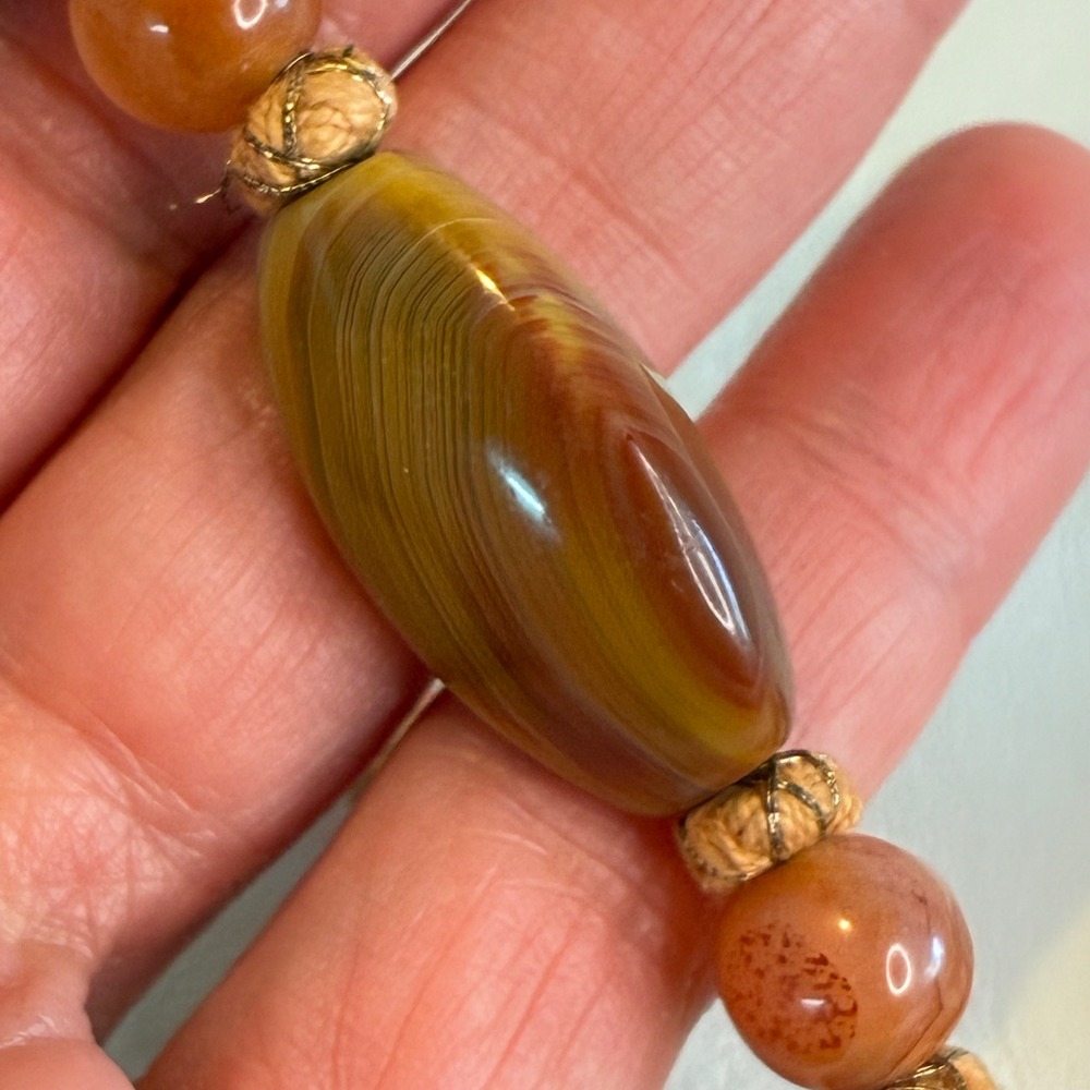 Vintage Necklace Hand Knotted Mixed Gemstone Agate Carnelian Long Strand 50" - Picture 8 of 13